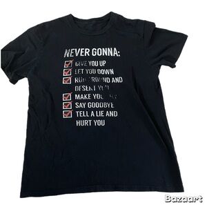 Sz M Vintage Rick Roll Tshirt Black